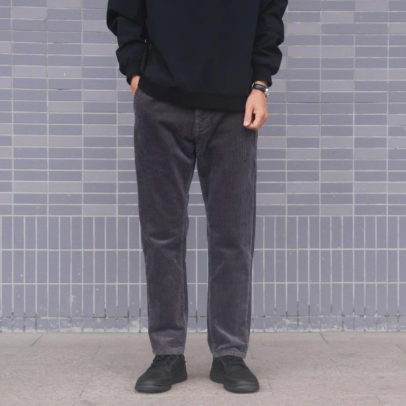 899冬季推荐重磅厚实保暖复古灯芯绒休闲裤宽松小直筒百搭长裤男