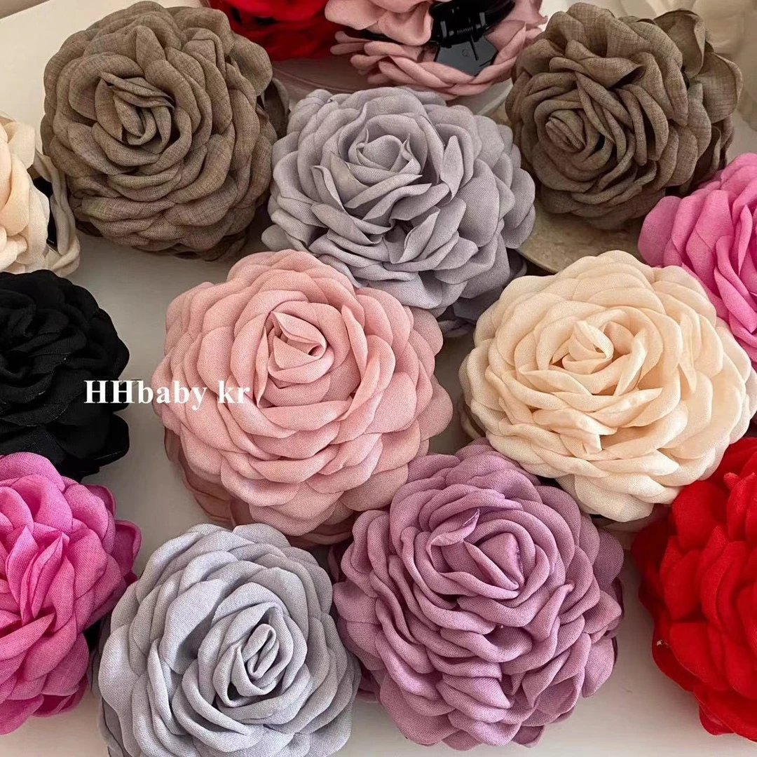 同款玫瑰花朵抓夹女新款高级感后脑勺大号鲨鱼夹发夹头饰Z