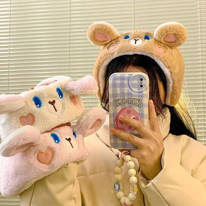 猫咪耳套保暖耳罩女冬季可爱兔耳朵蝴蝶结仿貂毛加大护耳神器加厚