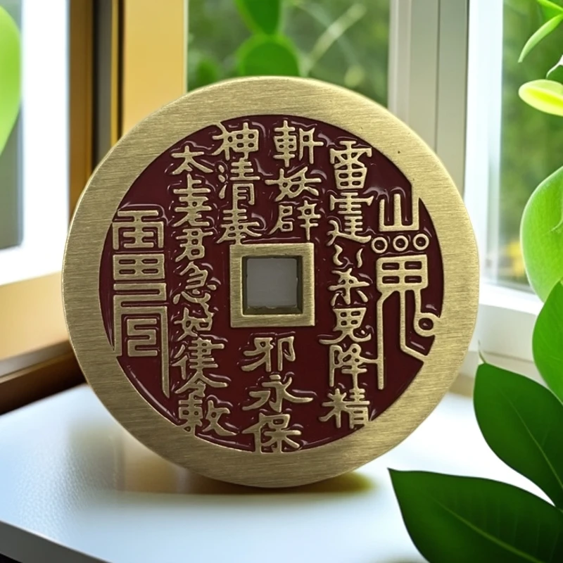 山鬼背八卦花钱  添红封釉工艺品防水型直经45mm 厚3mm 38-45g