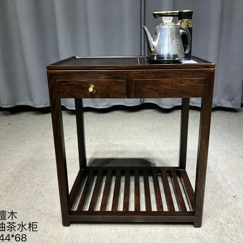实木茶水柜新中式茶桌边柜黑檀茶台柜烧水一体餐边柜下置水桶柜