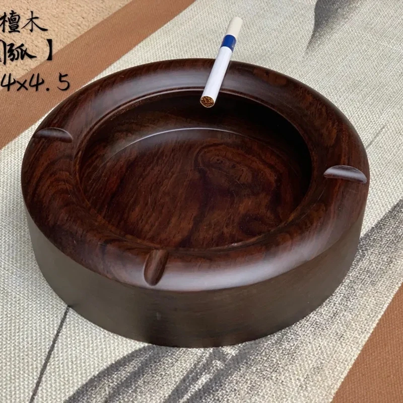 中式大方实木烟灰缸家用客厅黑檀原木木质烟缸防飞灰创意个性潮流