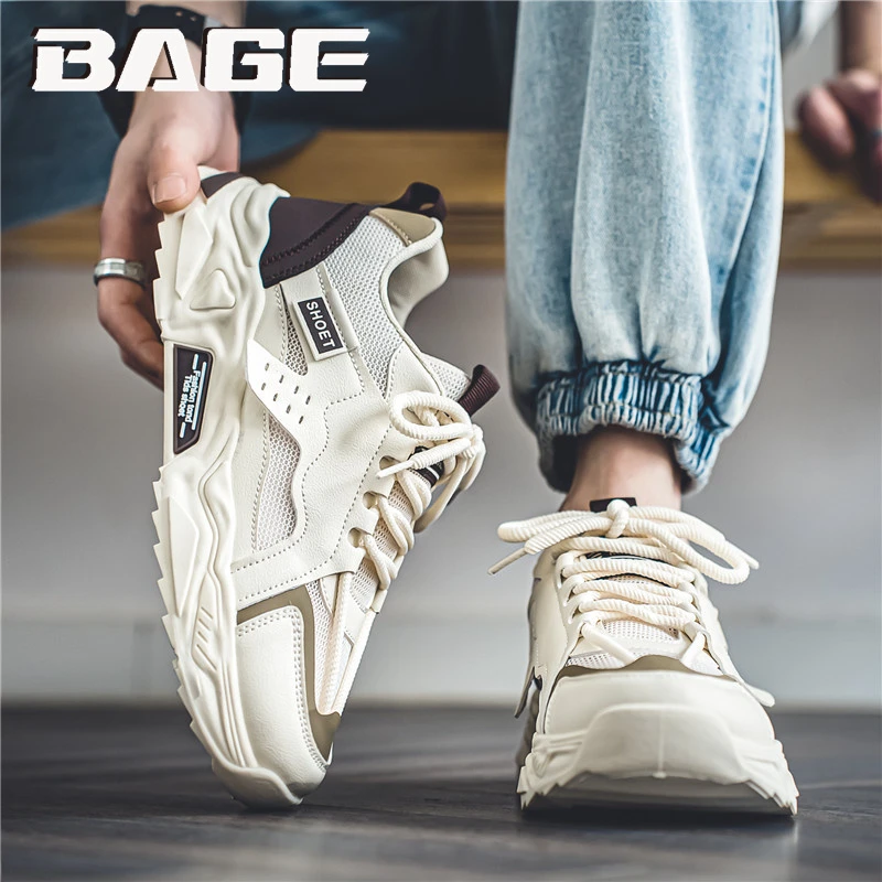 八哥男鞋冬季休闲百搭网面透气跑步运动鞋青少年厚底防滑老爹潮鞋