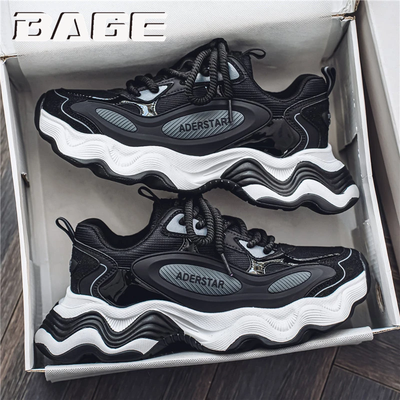 八哥莆田男鞋2025新款冬季百搭潮牌休闲增高男士跑步运动老爹潮鞋