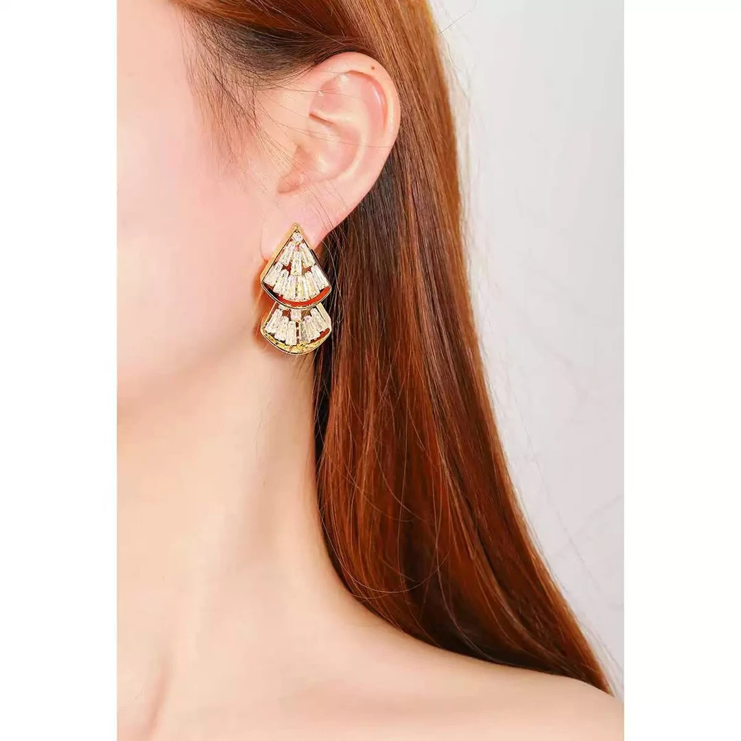 铜合金耳饰 轻奢扇形设计高级感耳环耳钉百搭潮新品PT0270