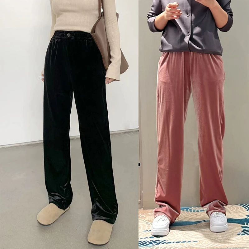 A【金丝绒】苼木之-垂感休闲直筒裤女长裤气质百搭春款裤子3366