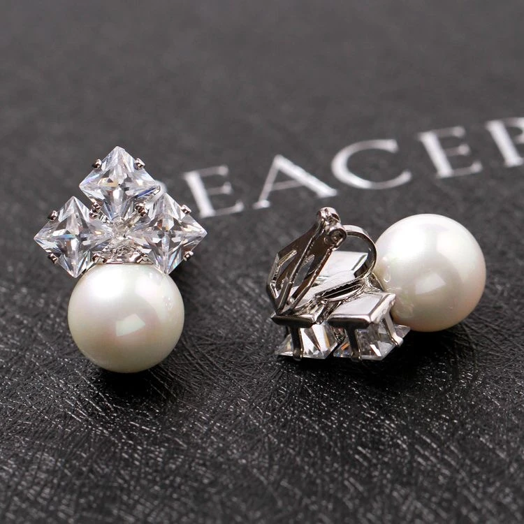 铜合金耳饰 新款无耳洞耳夹气质圆形珠耳环简约耳夹款205