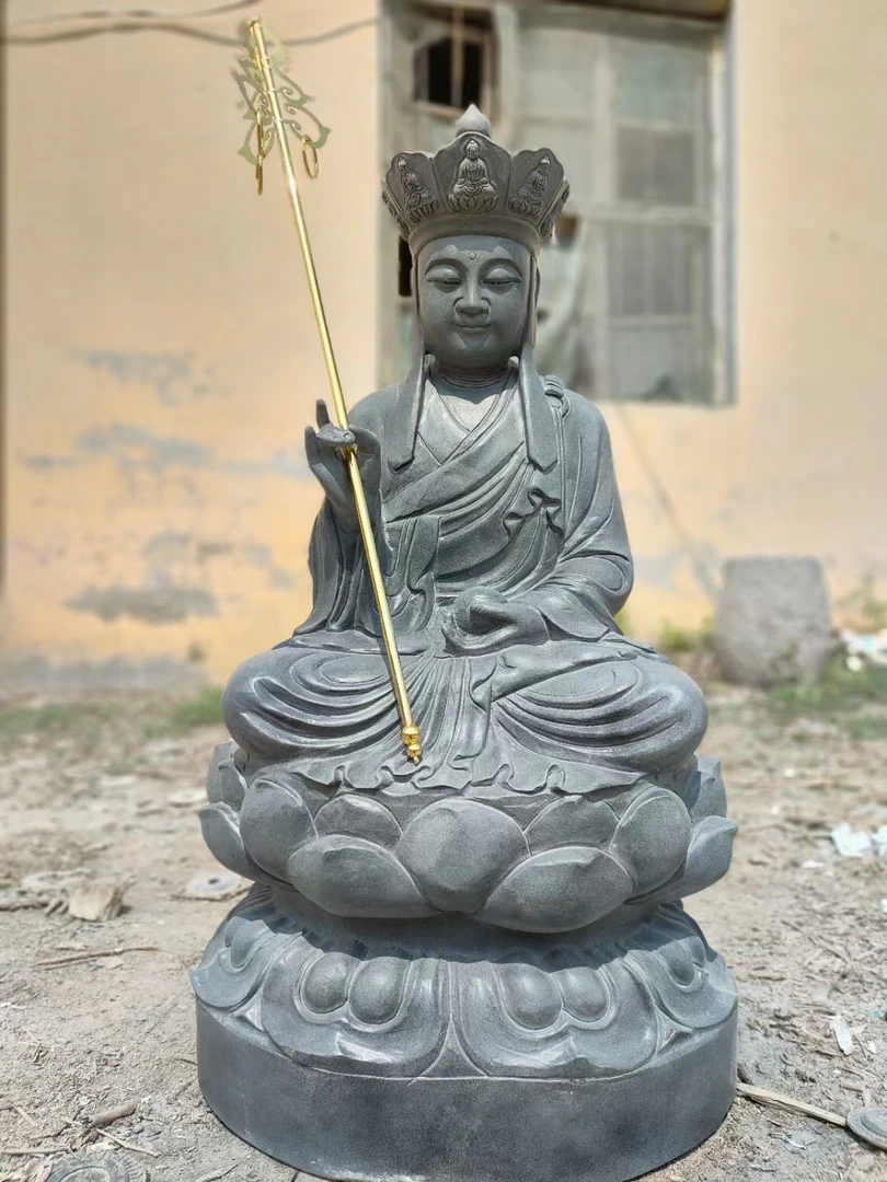 青石地藏王工艺品玄关菩萨雕塑石雕地藏王菩萨摆件