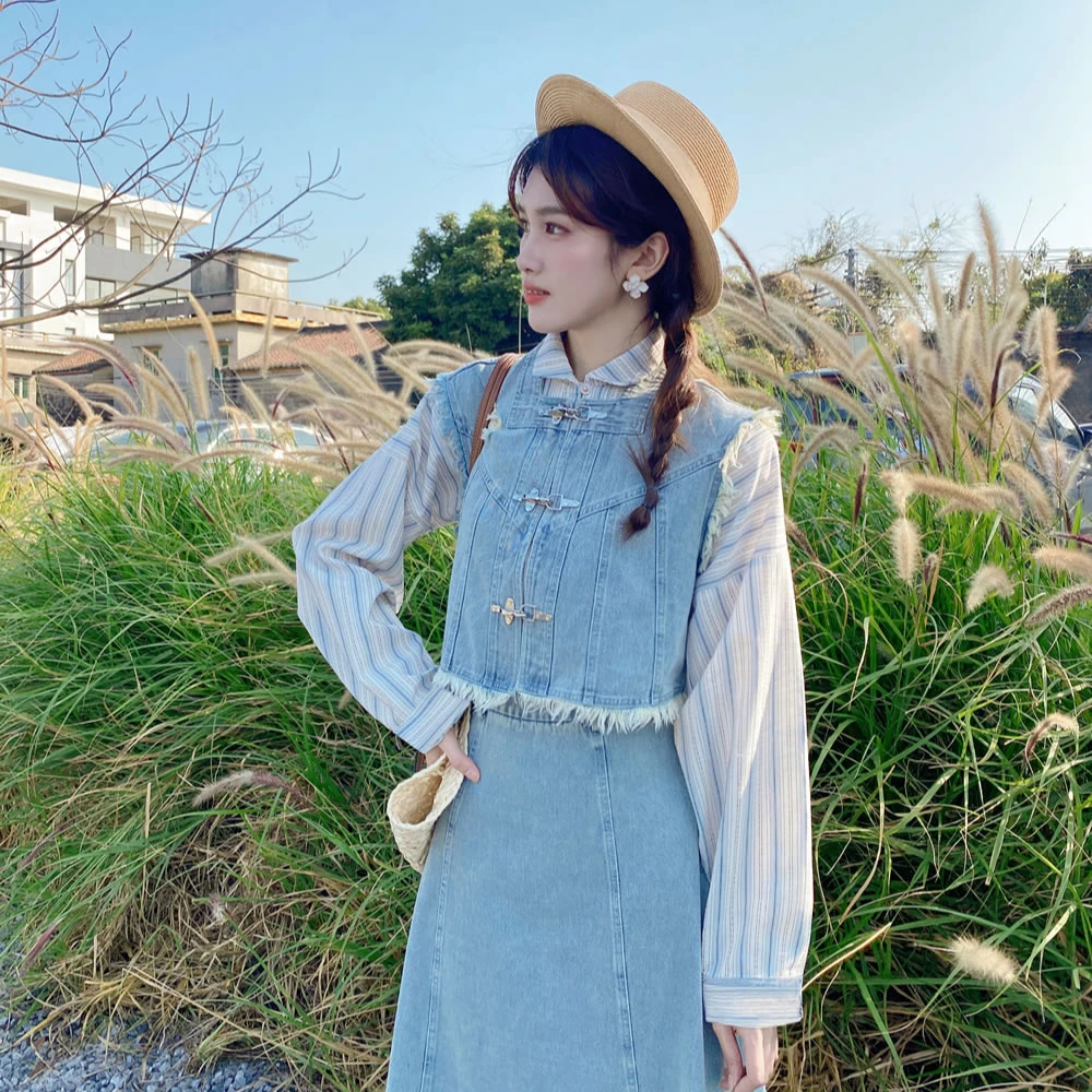 新中式国风设计感长袖气质百搭条纹衬衫SZ1003356