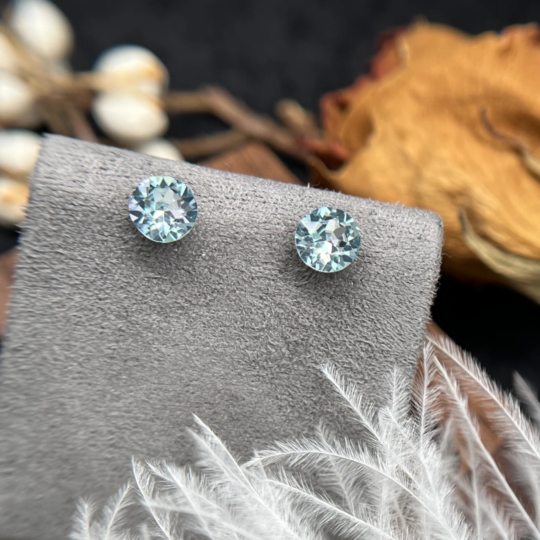 钛钢玻璃耳饰 钛钢耳钉非华子耳钉樱花粉甜美超闪耳骨钉耳钉