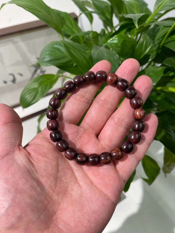 质感细腻 8.5/9mm/23颗 紫油梨老料 海南黄花梨 无科技