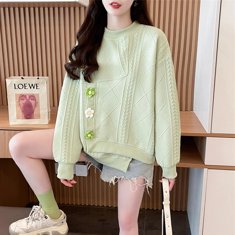 设计感小众不规则卫衣女2024新款春秋韩版宽松薄款仙女风上衣外套