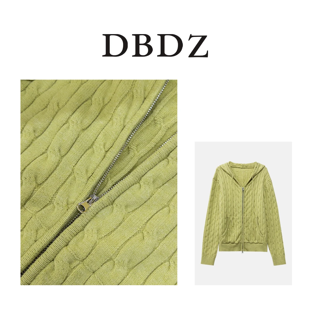 【糯叽叽】   慵懒风战马刺绣麻花加厚针织连帽针织开衫1238