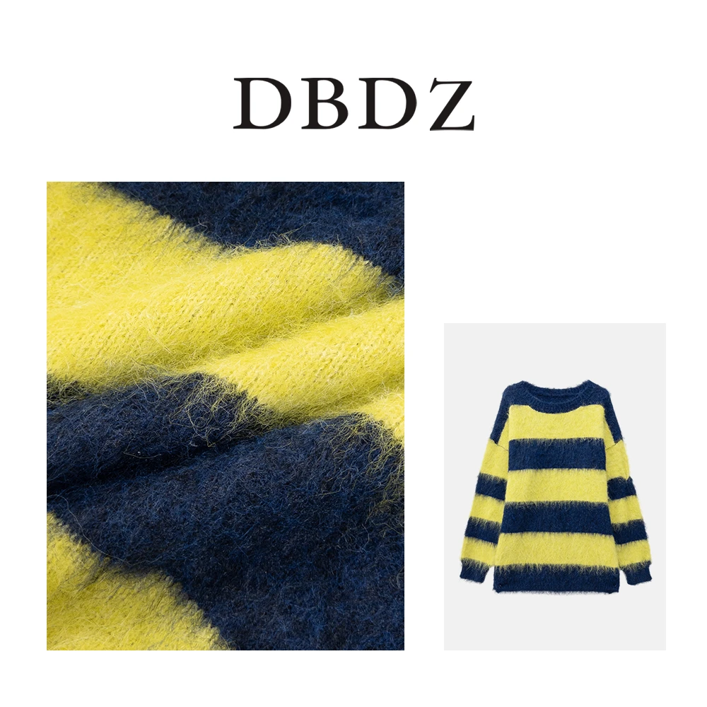 【条纹派对】撞色个性黄蓝条针织毛衣560199