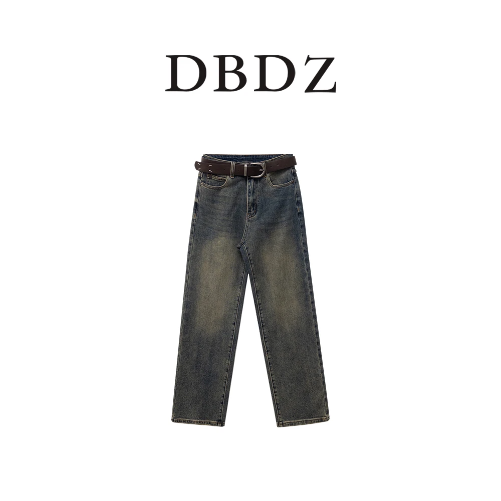 【百搭神裤】高腰直筒复古怀旧蓝牛仔裤  带腰带珍7798