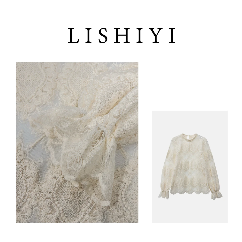 【蕾丝美学】复古镂空蕾丝衫高级感叠穿透视上衣9036