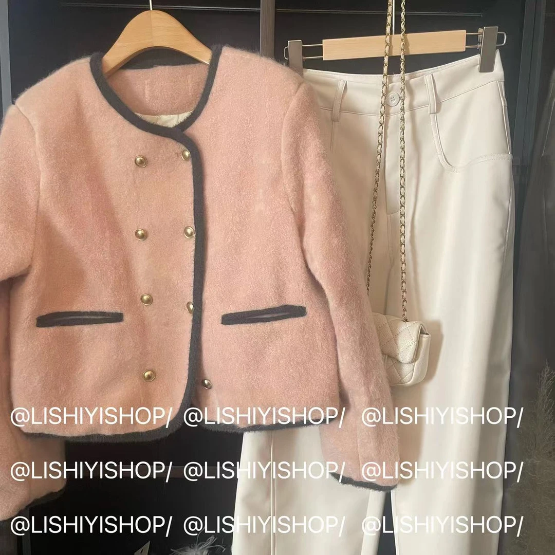 6199【气质名媛】双排扣小香风羽绒外套女