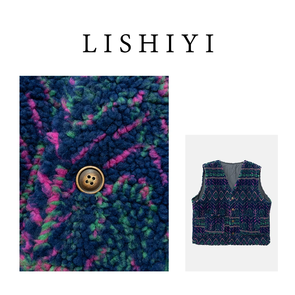 【艺术旅途】民族风秋冬新品V领印花复古森系两面穿夹棉马甲5419