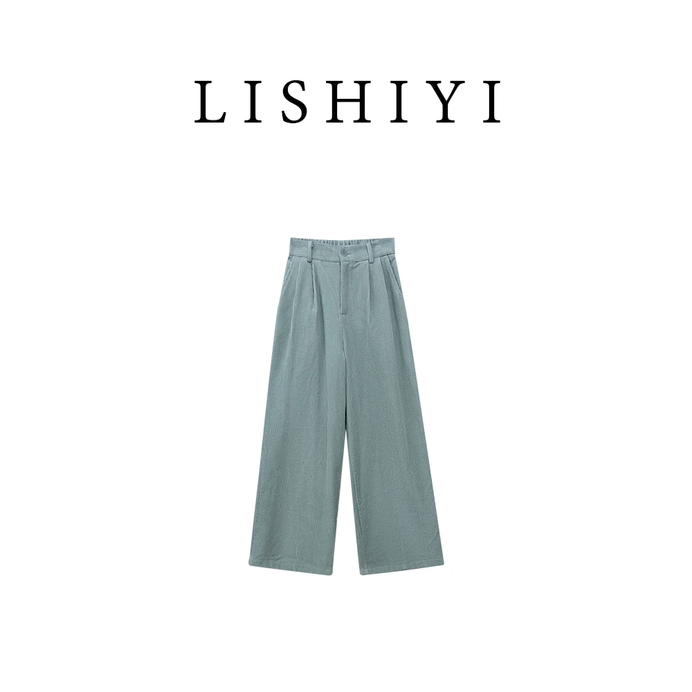 【一眼沦陷】韩系高腰灯芯绒阔腿裤垂感显瘦直筒休闲裤7619