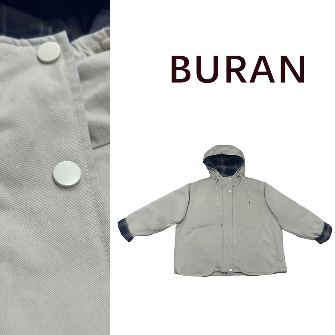 BRCP/布然初品冬季连帽冲锋衣棉服S24108下摆抽绳宽松韩版女款