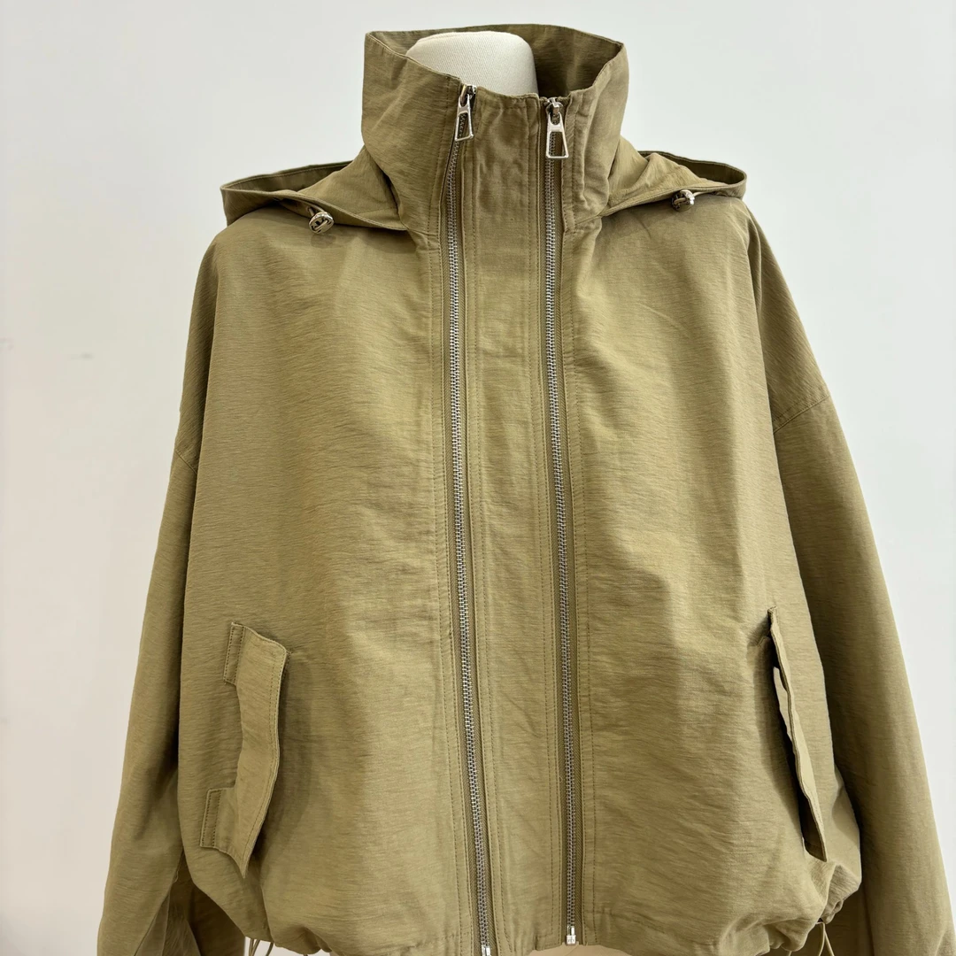 BRCP/布然初品秋季短款双拉链外套休闲连帽S2456韩版翻领宽松