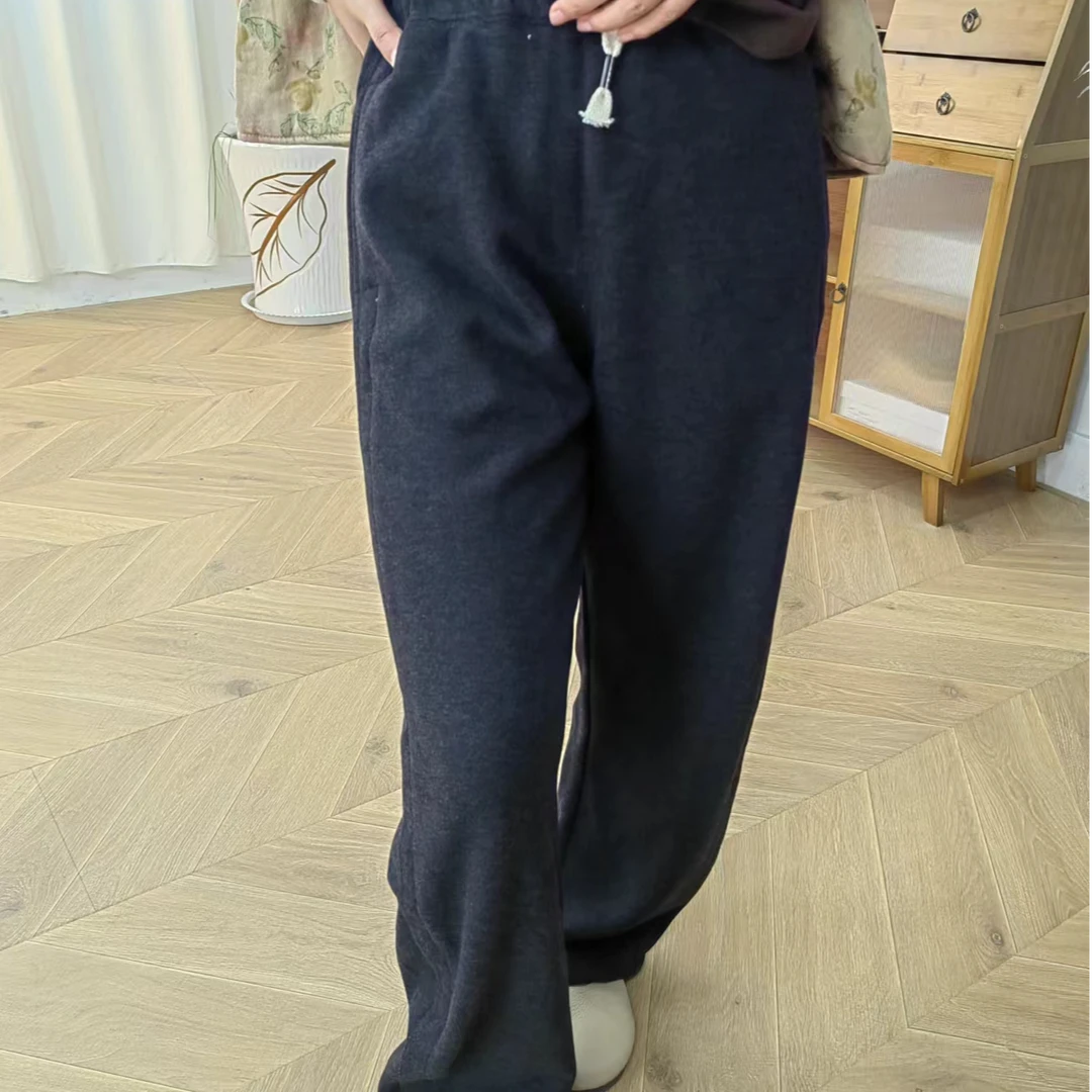 BRCP/布然初品秋冬醋酸镰刀裤S2457高腰宽松休闲加厚显瘦百搭