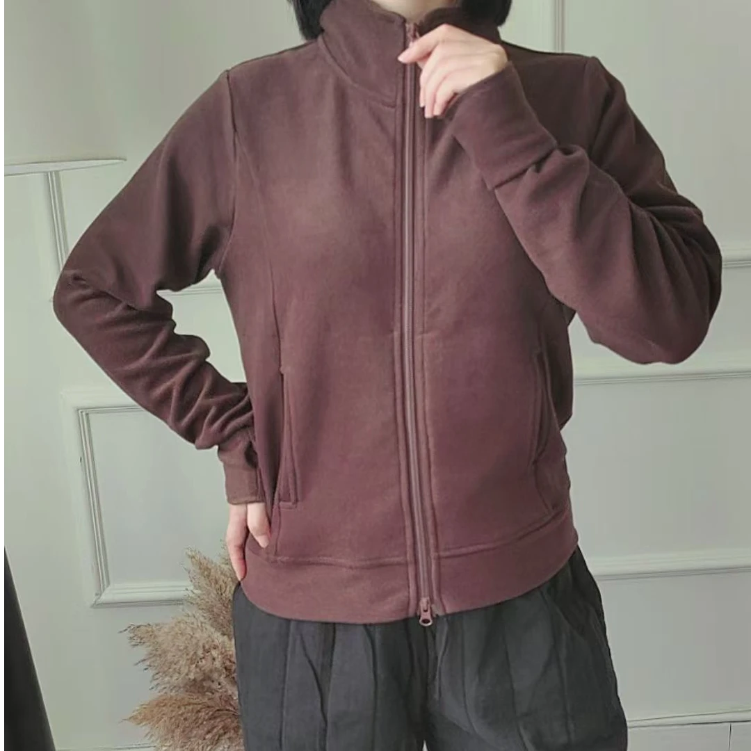 BRCP/布然初品【暖宝宝】秋冬德绒女士开衫外套S2476休闲保暖拉链