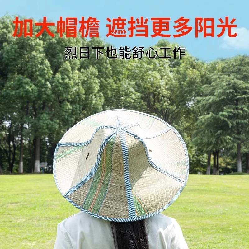 草帽干农活帽子钓鱼帽大沿农民遮阳帽防雨防晒夏天可折叠大帽檐露