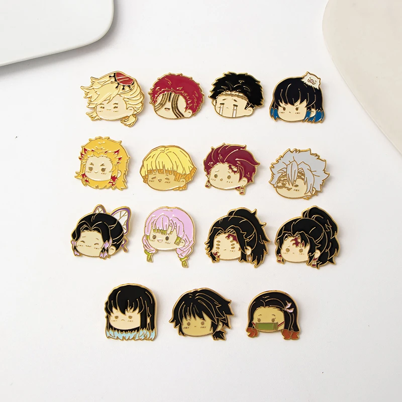 合金珐琅胸针 情侣国风胸针炭治郎可爱装饰炼狱上弦同人金属配饰