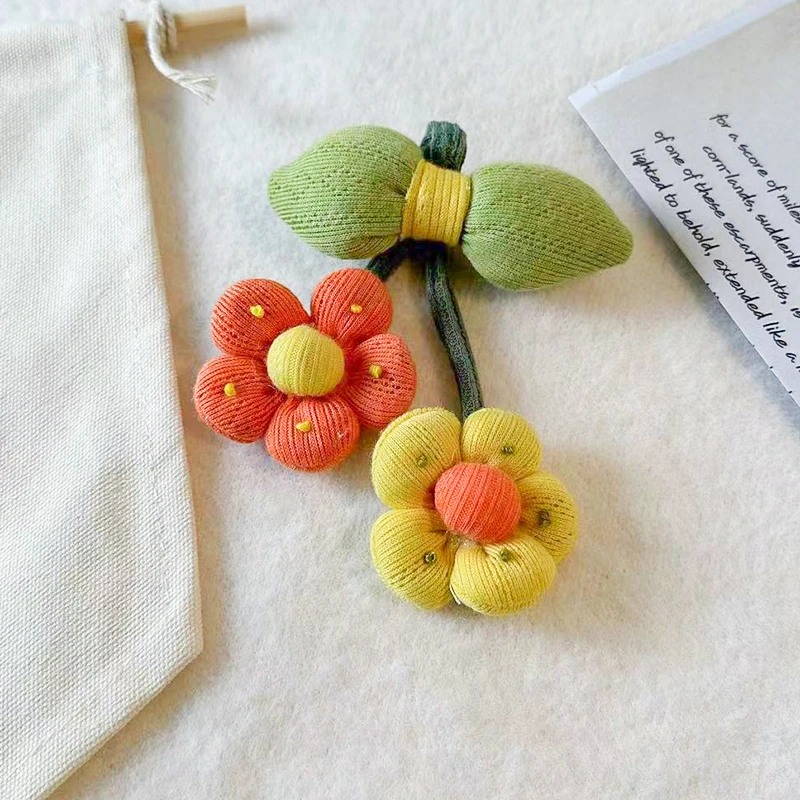 非金属布艺胸针 双生花卉胸针编织女孩衣服配饰书包挂件装饰品潮