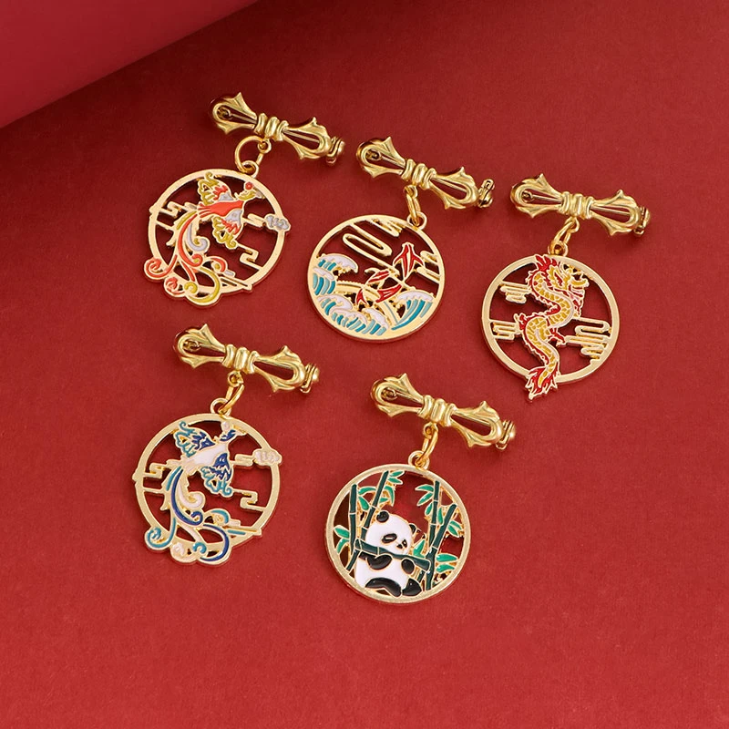 合金胸针 ins中国风胸针珐琅设计感汉服挂件别针配饰国潮饰品徽章