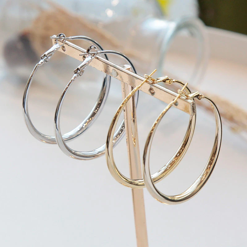 铜合金耳饰 欧美大圈圈冷淡风百搭潮人4-5cm夸张时尚简约夜店日常