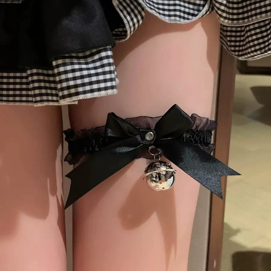 蝴蝶结性感蕾丝腿链配饰丝袜腿环袜y2k辣妹绑带圈