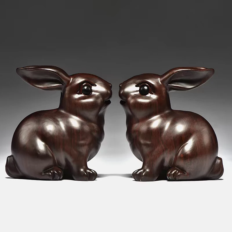 【直播推荐】光面兔一对礼盒摆件