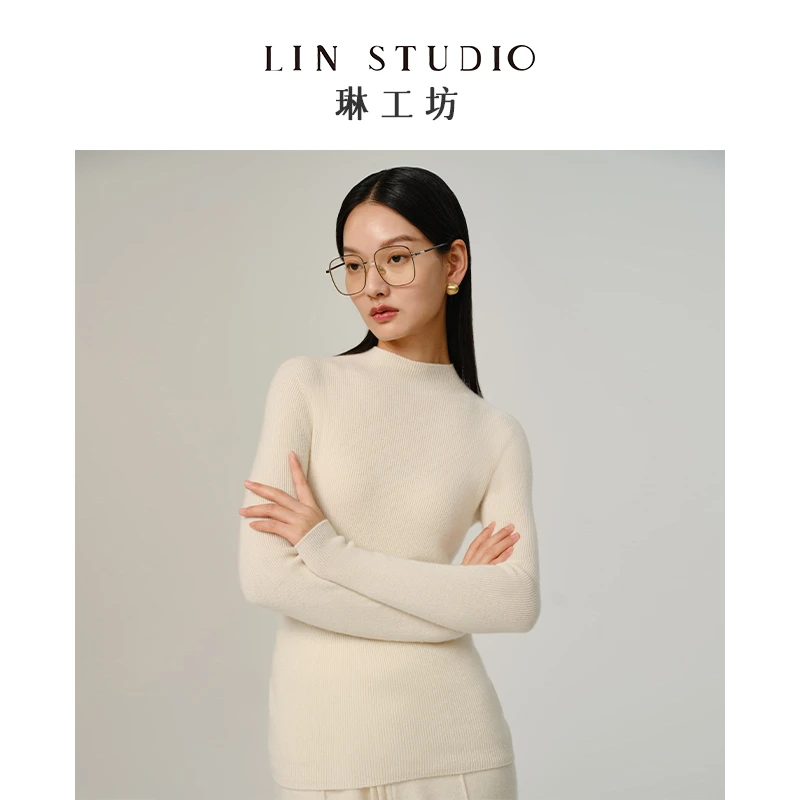 【白色 山羊绒】琳工坊南絮白色针织打底毛衣热力感唐琳设计师