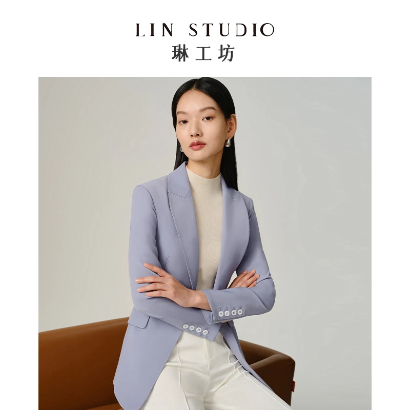 【西服】琳工坊朝露蓝色西服职业气质通勤轻奢西装唐琳设计师