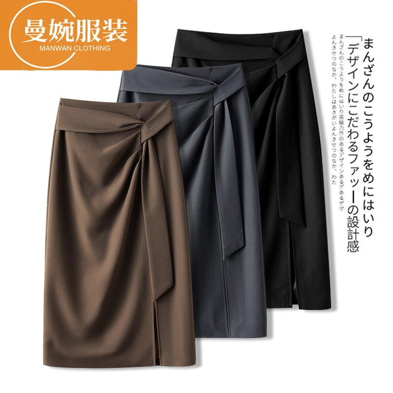 西装半身裙女2024秋季新款职业气质aA字裙不规则设计感小个子中裙