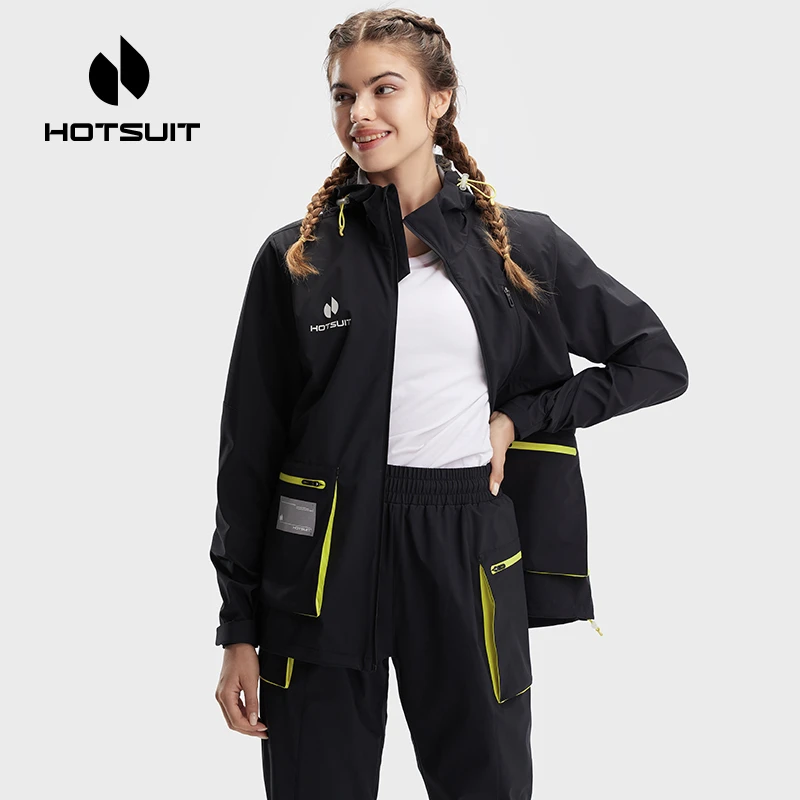 HOTSUIT/后秀暴汗服运动套装女款夏季户外跑步健身衣连帽长袖长裤