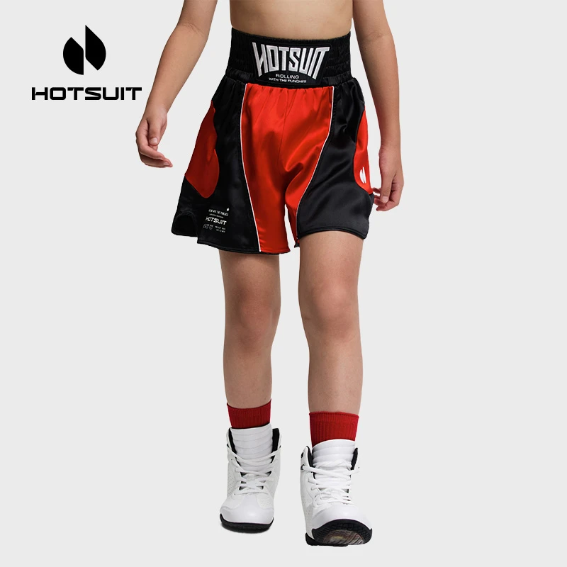 HOTSUIT/后秀运动短裤男女童夏季吸湿透气撞色高腰拳击训练裤