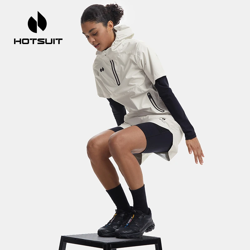 HOTSUIT/后秀暴汗服夏季款户外运动健身套装假两件长袖短裤两件套