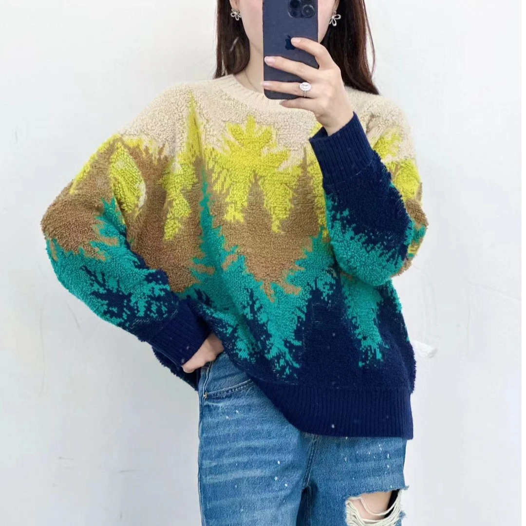 [梦幻森林][卡诗米羊绒]24217毛巾绣品宣款潮牌时尚女款针织上衣