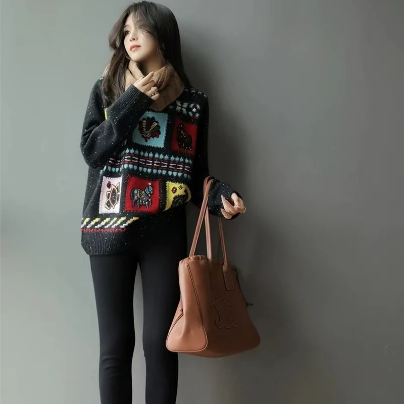 【卡诗米羊绒】FW224相框潮牌时尚100山羊绒高定女款针织宽松上衣