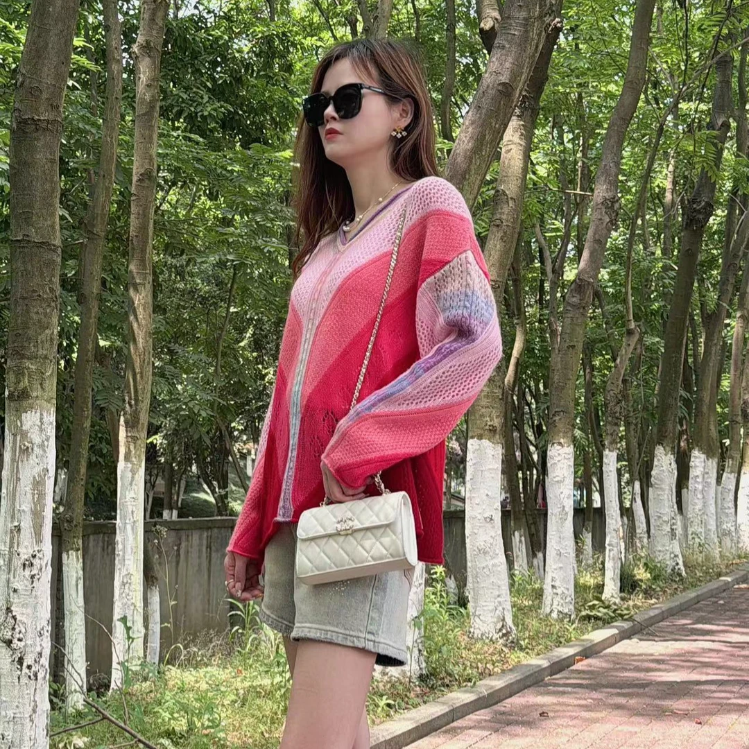 【卡诗米羊绒】24165潮牌时尚女款针织宽松慵懒风上衣