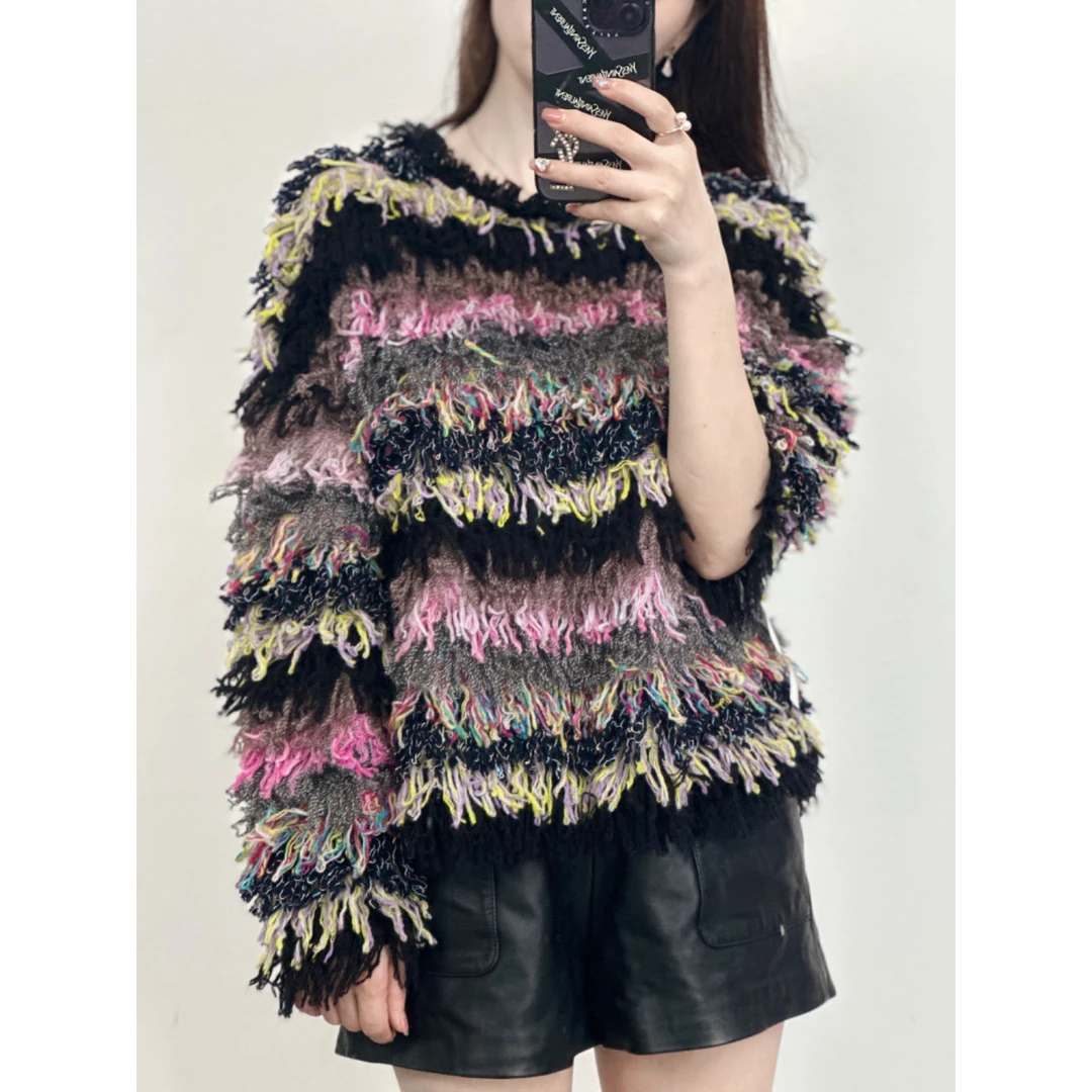 【卡诗米羊绒】23835潮牌时尚女款针织宽松慵懒风上衣