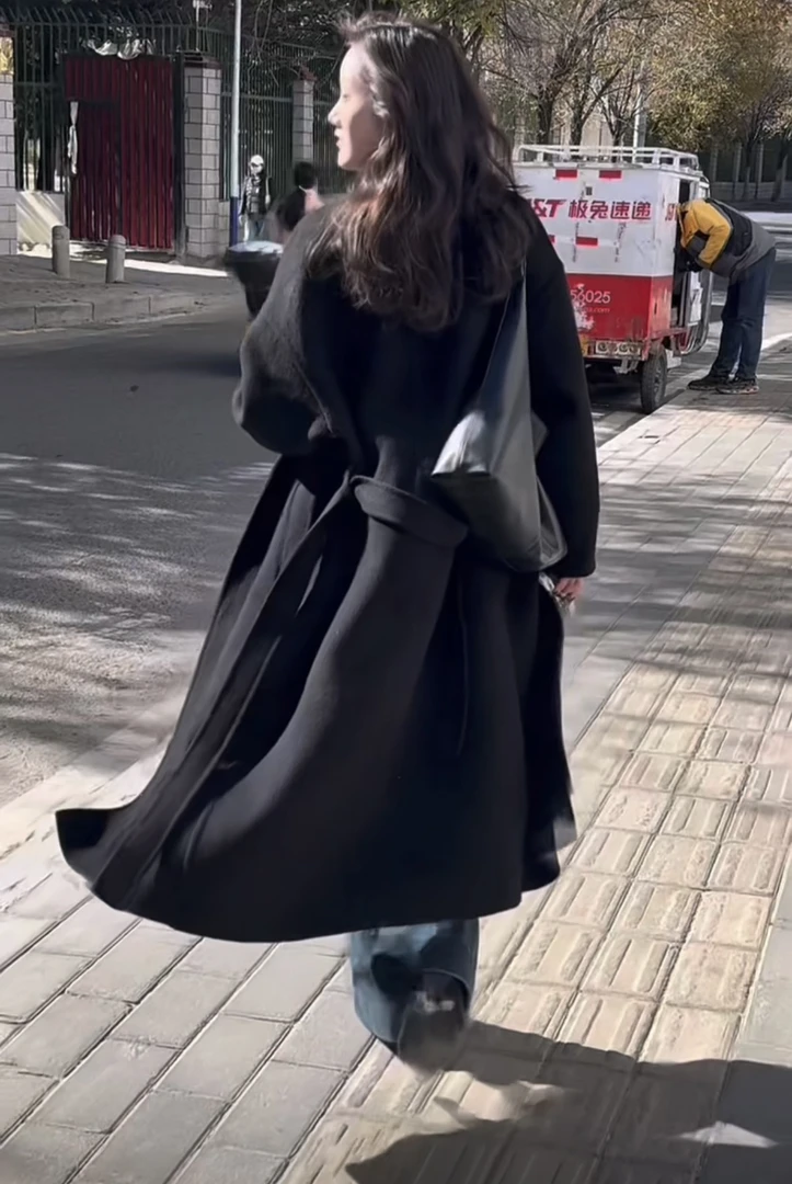 时尚韩版双面呢大衣长款冬