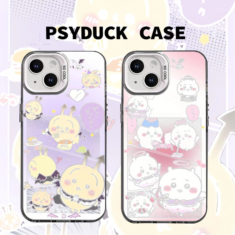 适用苹果15华为一加iQOO小米恶魔乌萨奇彩银白底动漫防摔手机壳