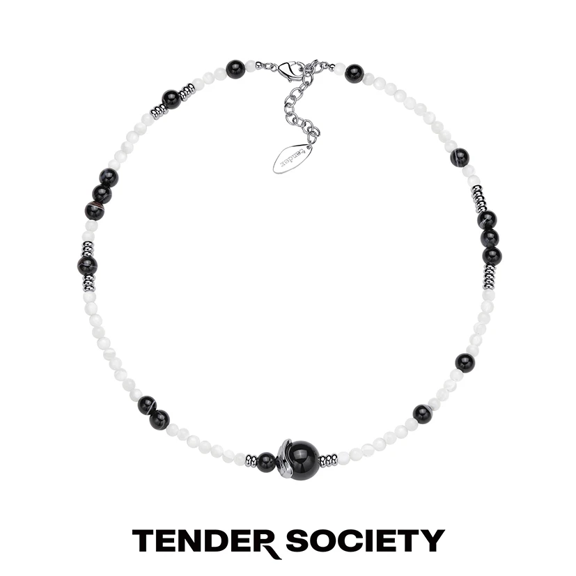 tender society 铜合金项链 Molly系列黑白色串珠项链小众轻奢款