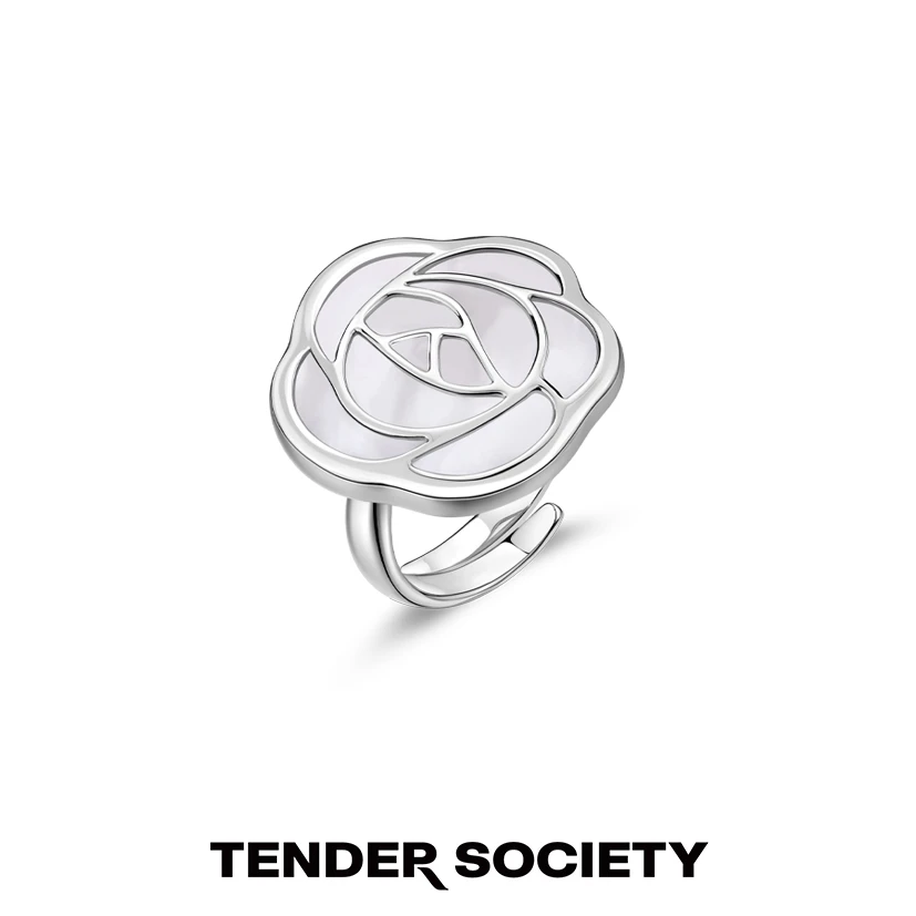 tender society 铜合金戒指 Rosalie系列白玫瑰戒指轻奢小众简约