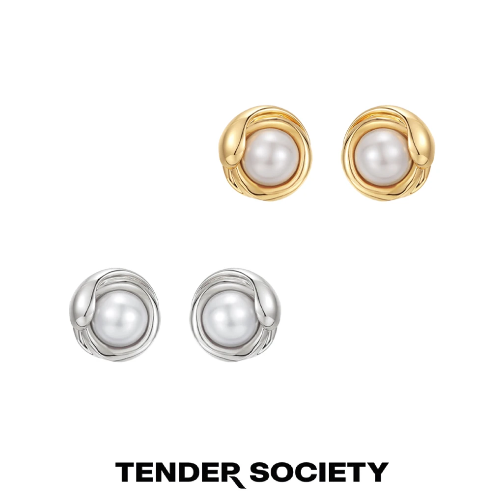 tender society 铜合金仿珍珠耳饰 衔尾蛇系列缠绕款耳钉小众轻奢