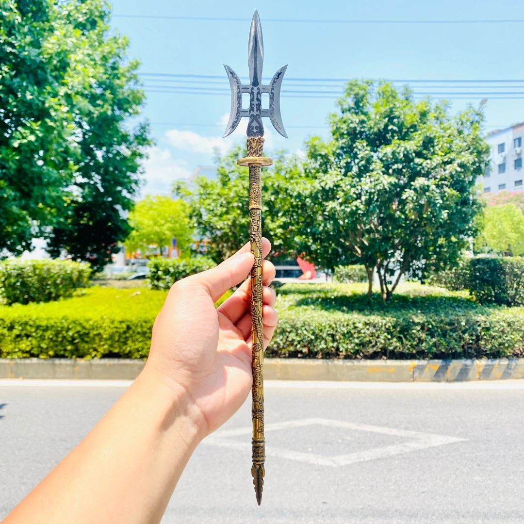 纯铜实心款方天画戟精美茶具摆件手工复古收藏把玩工艺品摆件